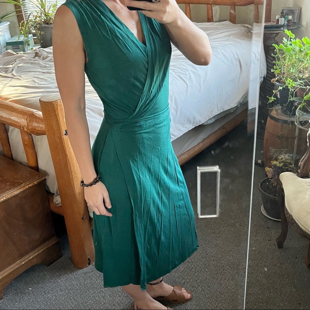 Prana Emerald Green Wrap-Style Midi Dress